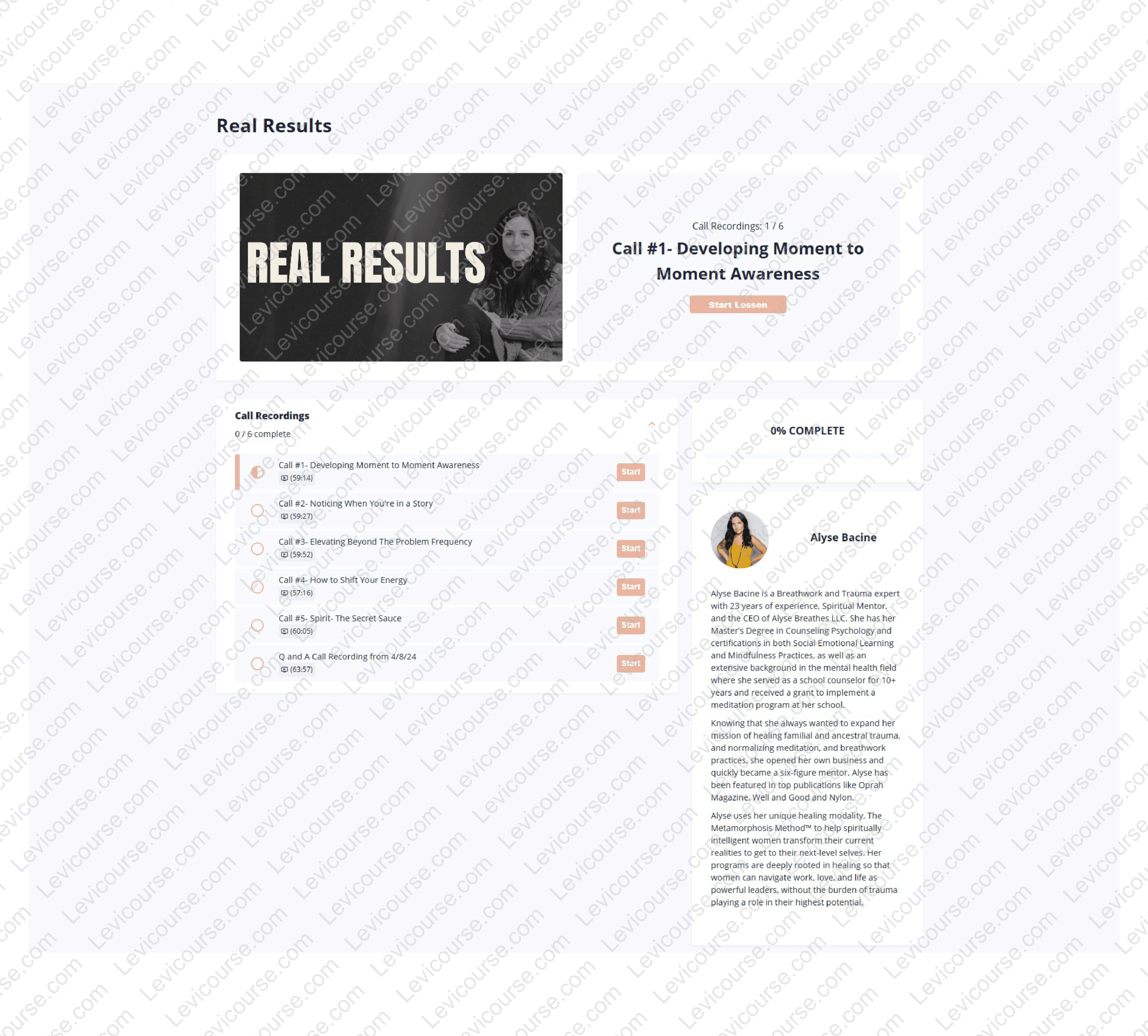 Real Results by Alyse Bacine Content Proof from Real Results by Alyse Bacine.