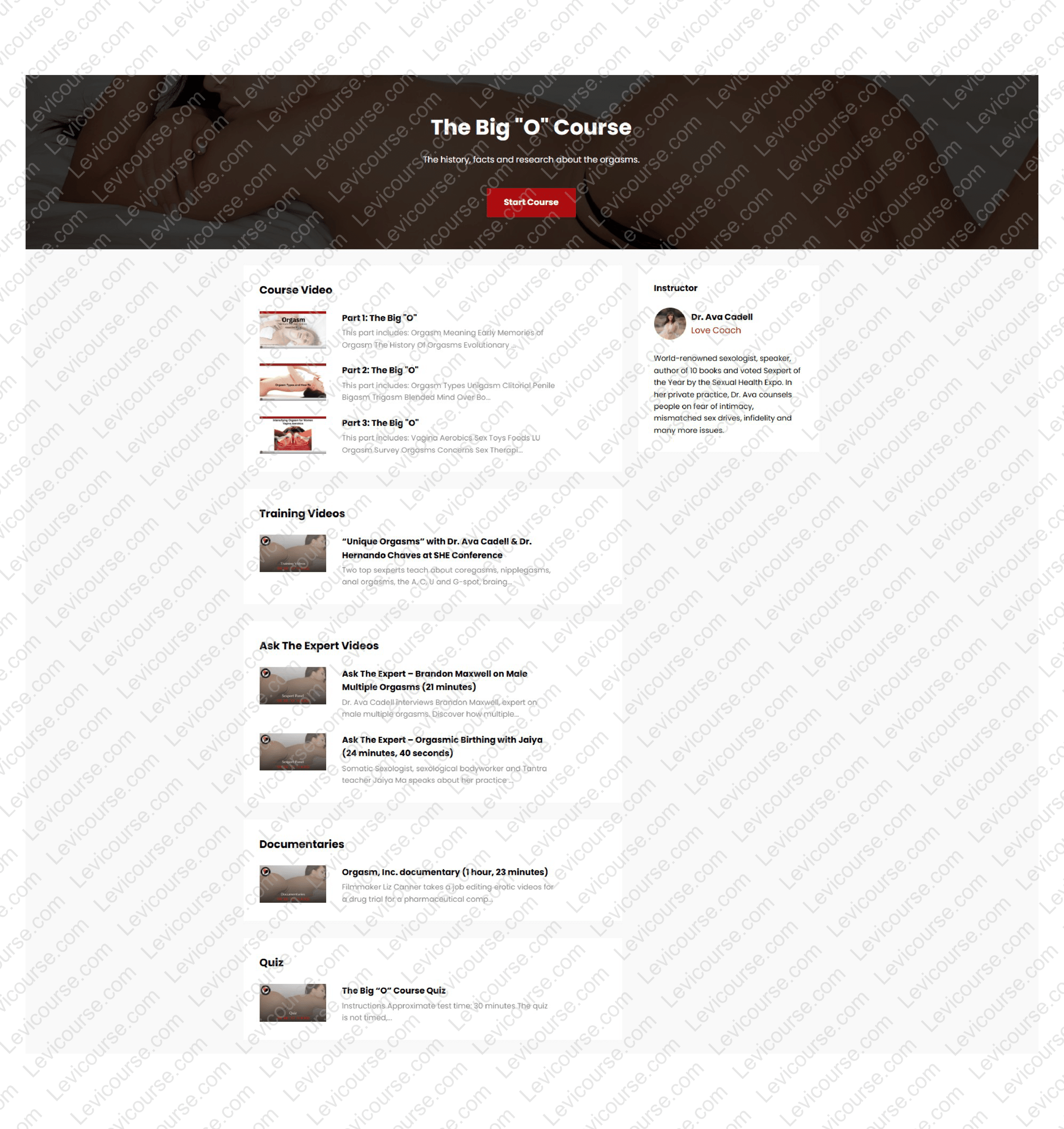 The Big O Course - How To Achieve The Big O & Multiple O's by Ava Cadell Content Proof from The Big O Course - How To Achieve The Big O & Multiple O's