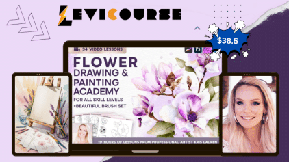 Flower Drawing and Watercolor Masterclass 2 by Kris Lauren teaching digital watercolor flower painting.