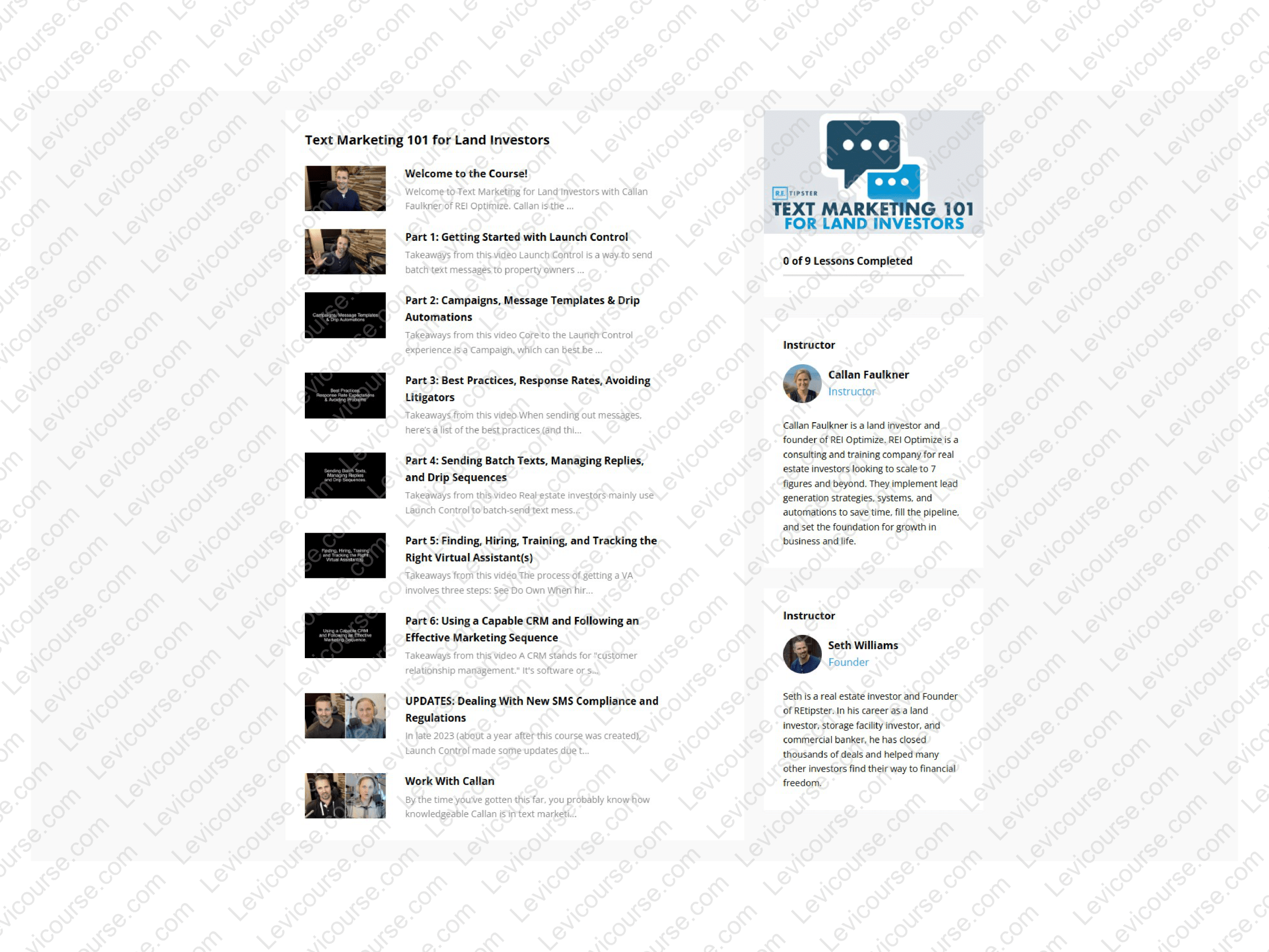 Text Marketing 101 for Land Investors by Callan Faulkner and Seth Williams Content Proof Download from Text Marketing 101 for Land Investors.